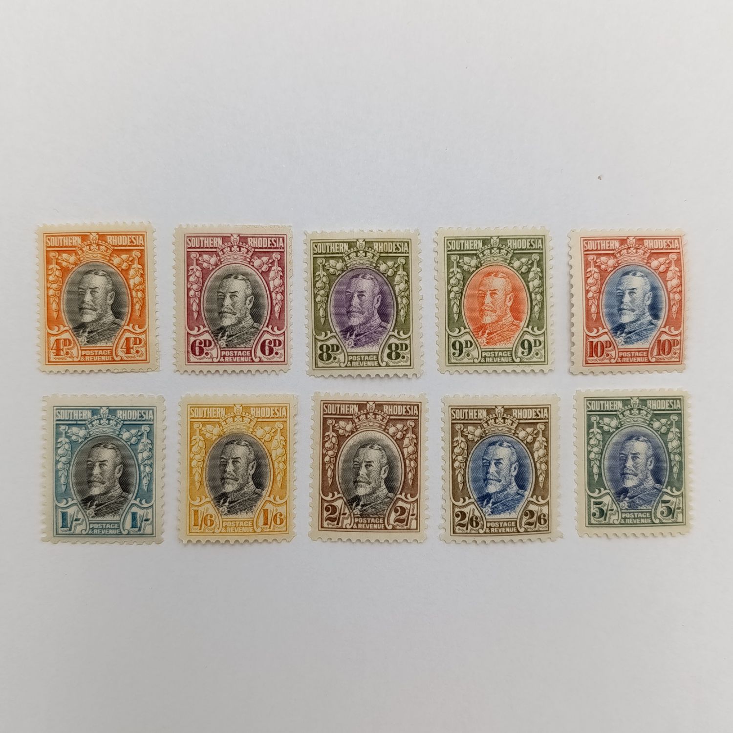 Southern Rhodesia SACC 20-29 Field Marshall Stamps - 4d to 5 shilling mint