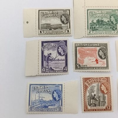 British Guiana Lot of 9 Mint stamps with QE2