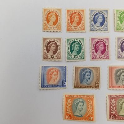 1954 Rhodesia &amp; Nyasaland definitive issue mint lot of 16 stamps as depicted