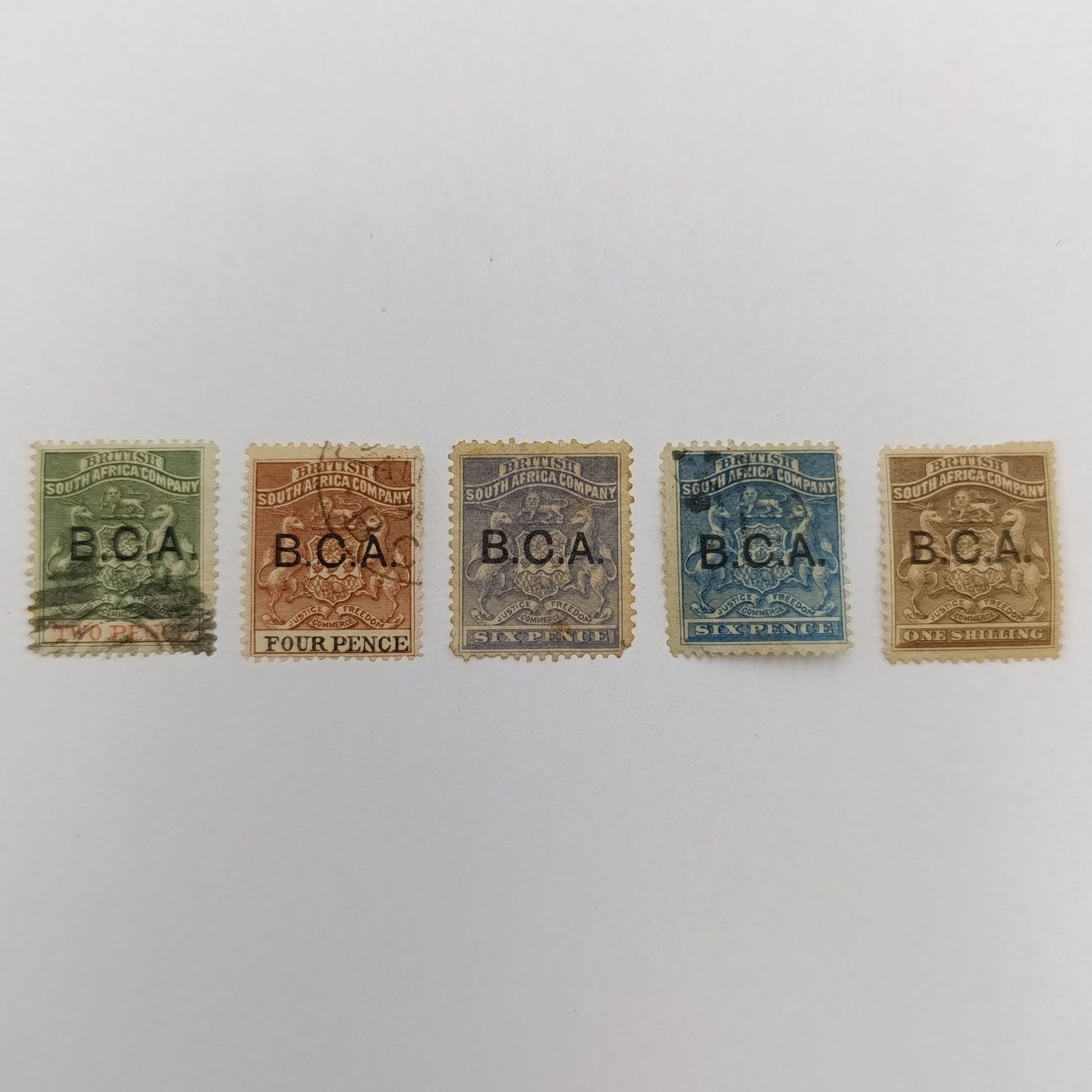 Lot of 5 BSA Company stamps overprinted BCA for British Central Africa