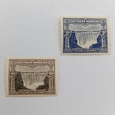 Southern Rhodesia SACC 18 &amp; 19 Mint stamps Victoria Falls