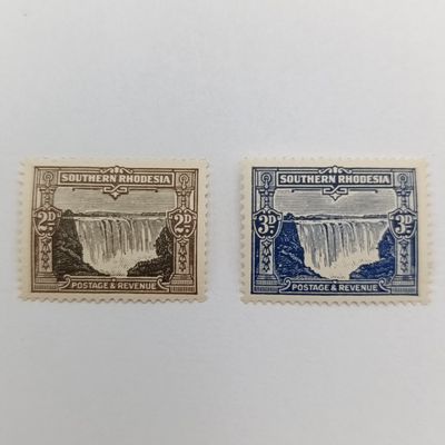 Southern Rhodesia SACC 18 &amp; 19 Mint stamps Victoria Falls