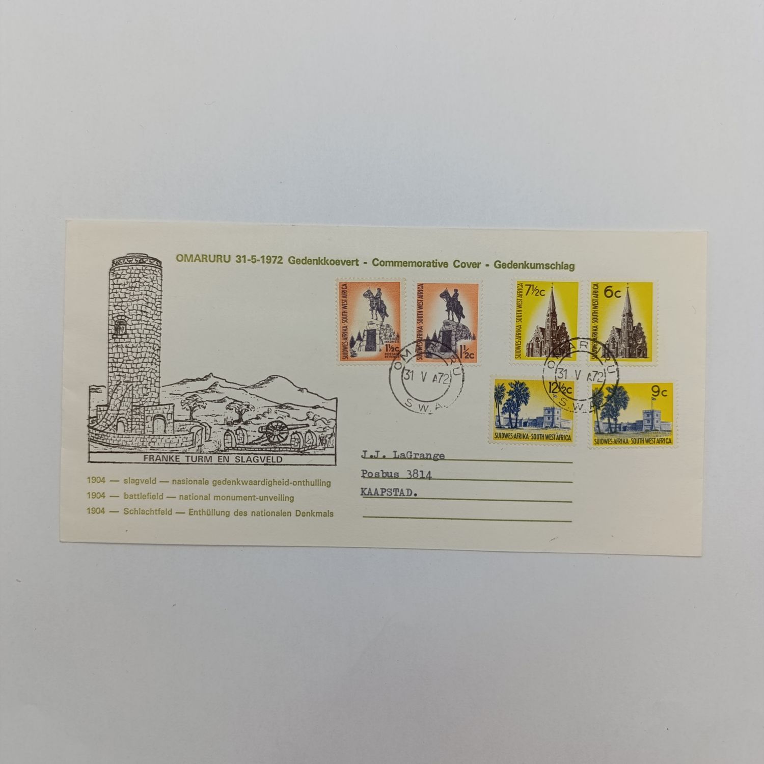 13 May 1972 Omaruru Cover with 6 Scarcer South West Africa stamps
