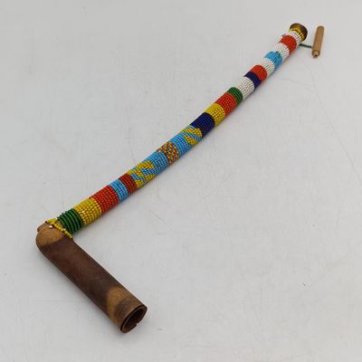 Vintage long wooden Zulu smoking pipe from AC Logie collection