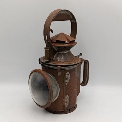 Vintage SA Railways signal lamp with original burner - door latch broken