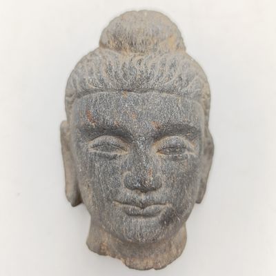 Ancient Gandhara Schist head buddah - Estimated at circa 6th century AD