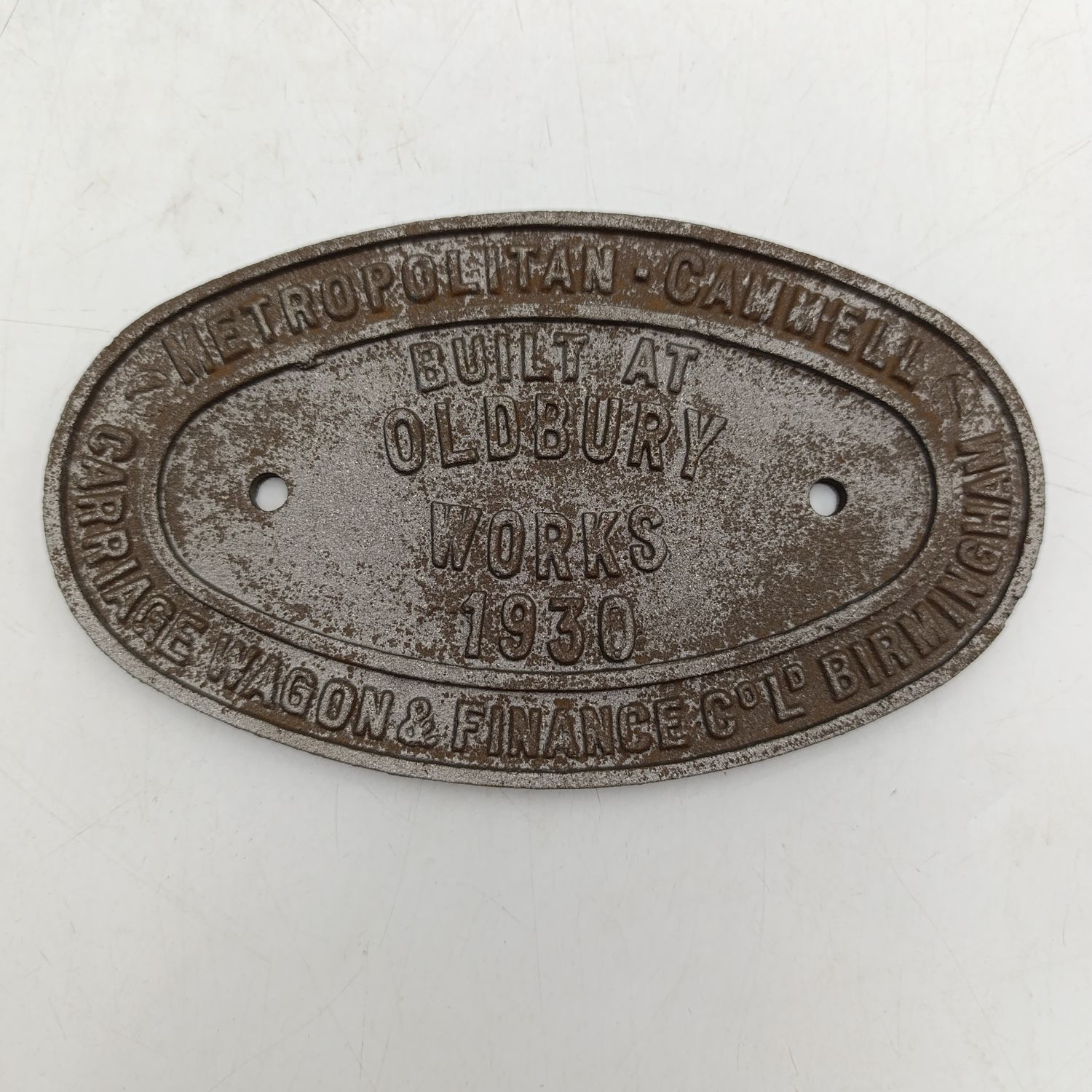 1930 Metropolitan - Cammell carriage wagon and finance coach builder cast iron plate
