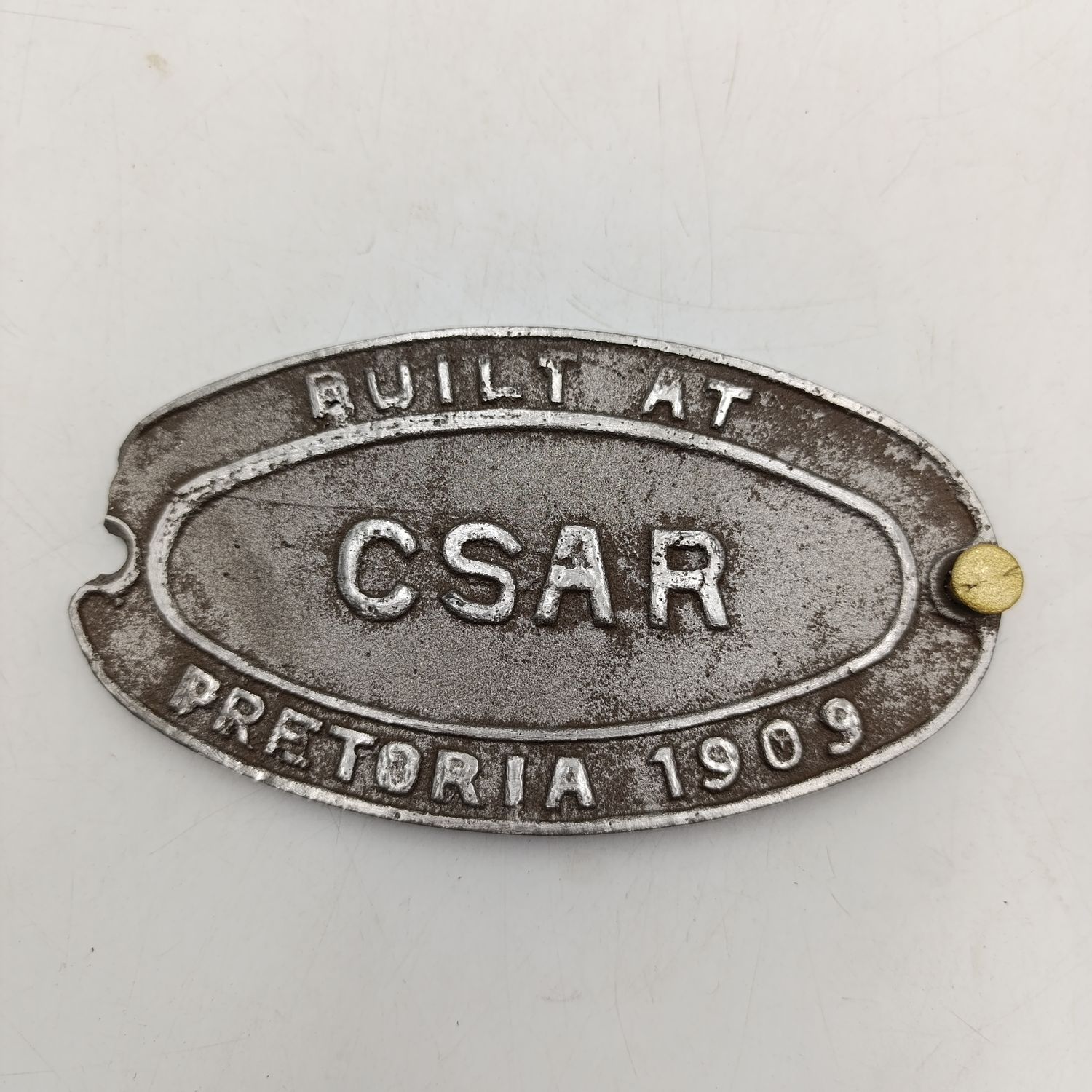 1909 Central South African Railways Pretoria cast iron builders plate