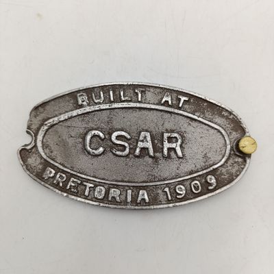 1909 Central South African Railways Pretoria cast iron builders plate