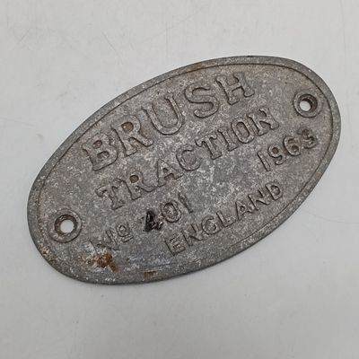 1963 Brush Traction No.401 England makers plate - 24cm x 14 cm