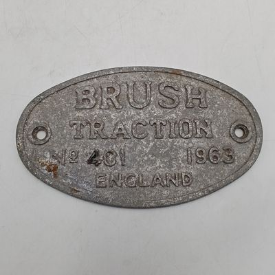 1963 Brush Traction No.401 England makers plate - 24cm x 14 cm