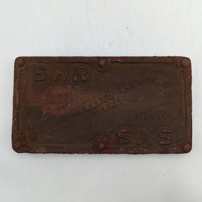 Vintage SA Railways Anglo-Franco Belgium cast iron makers plate