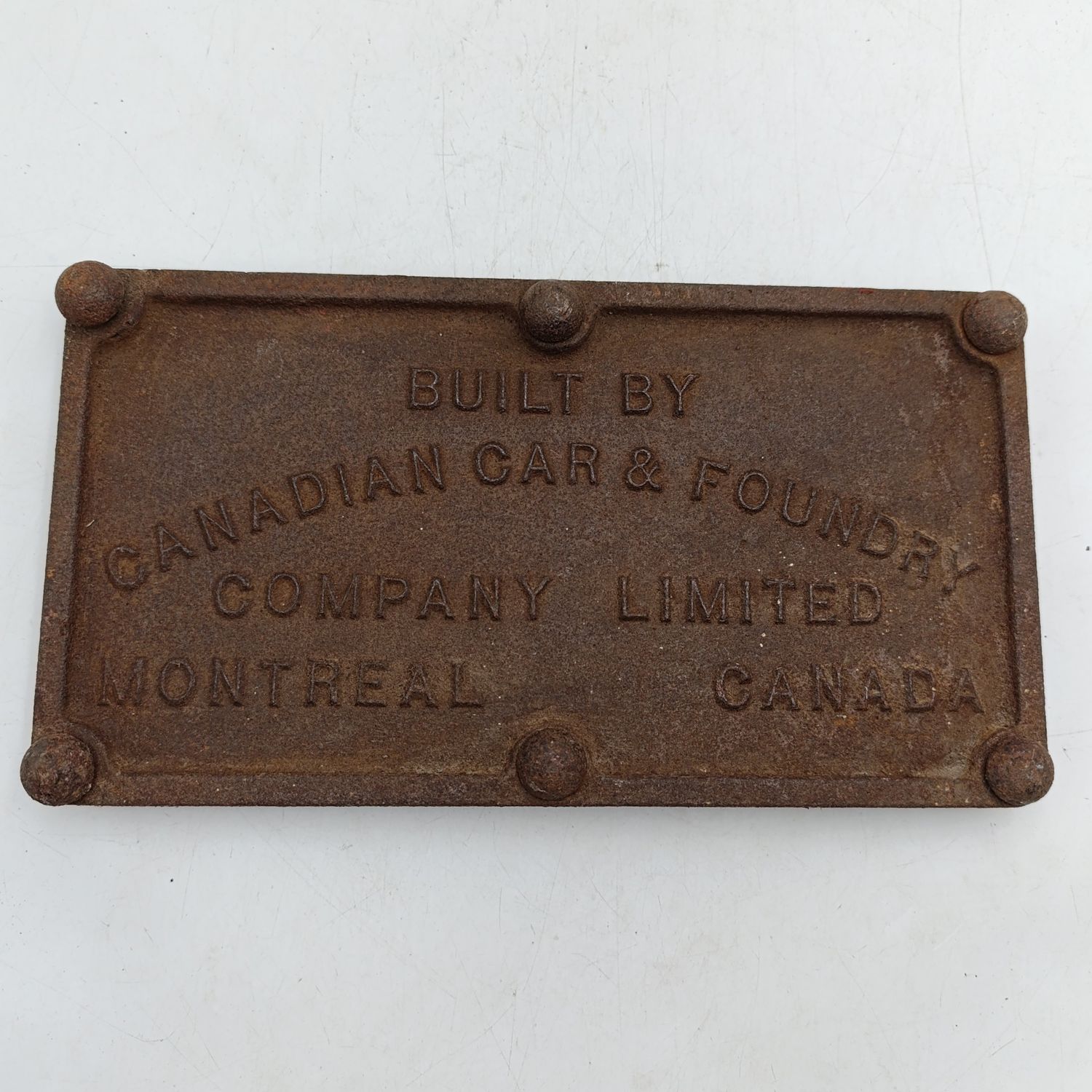 Vintage SA Railways Canadian car and foundry cast iron makers plate