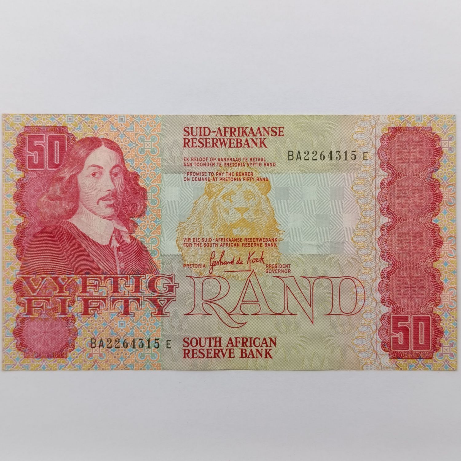 Vintage South African GPC de Kock BA R50 Banknote - Scarce