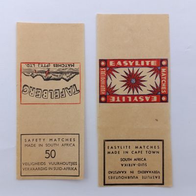 South African 2 full labels for vintage matches - Tafelberg and EasyLite