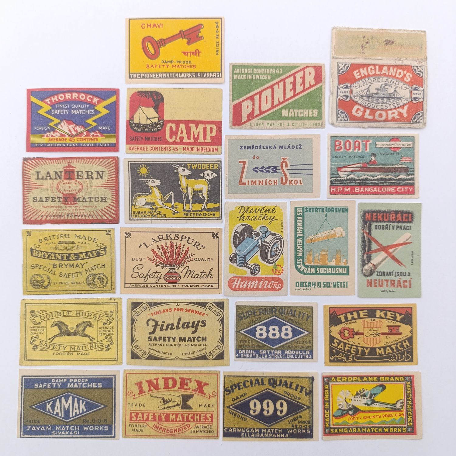 Lot of 20 Vintage Matchbox labels