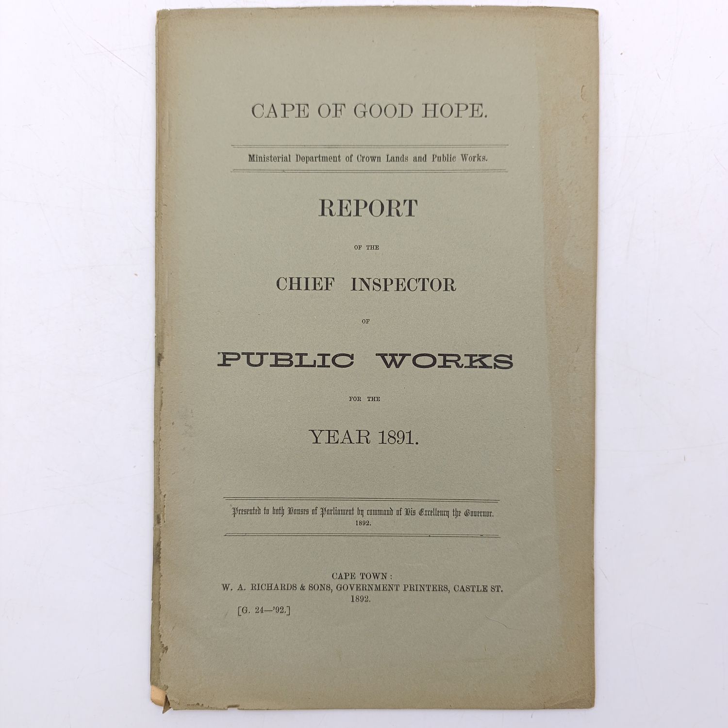 Cape of Good Hope report of the Chief Inspector of public works for the year 1891