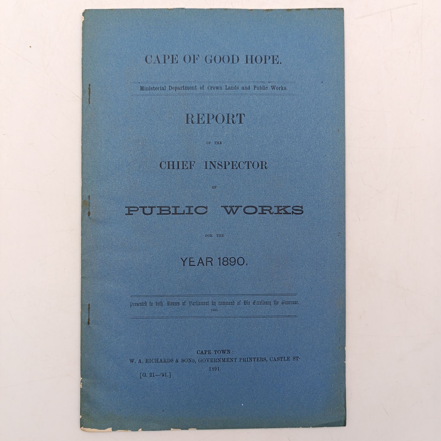 Cape of Good Hope Report of the Chief inspector of public works for the year 1890