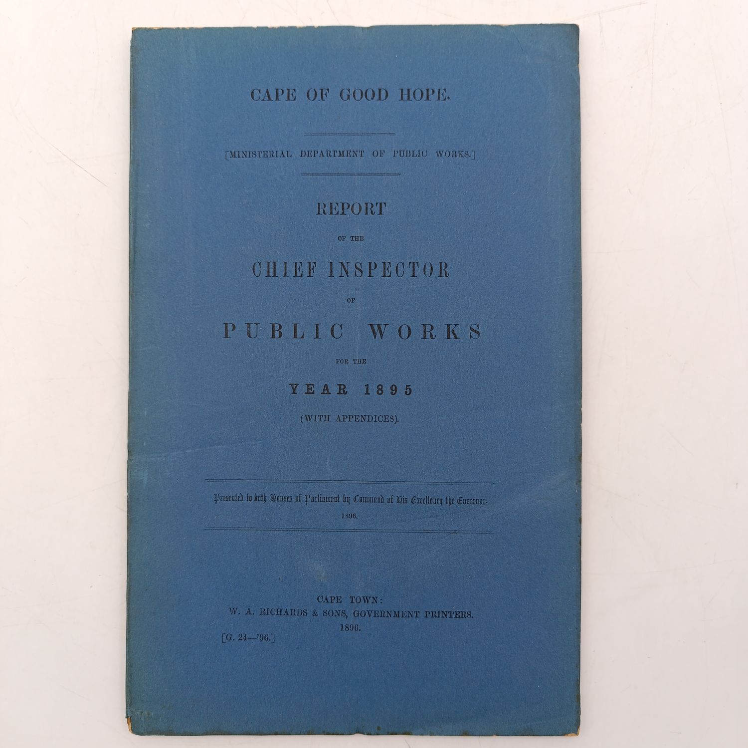 Cape of Good Hope report of the Chief Inspector of public works for the year 1895 with 3 maps