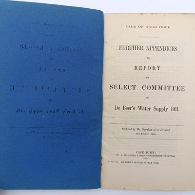 Cape of Good Hope 1888 Further appendices to report of the select committee on De Beers water supply bill - Maps of mains supply and common boundaries
