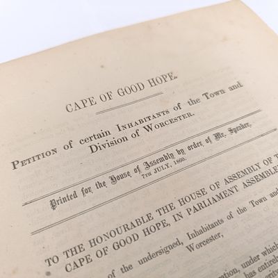 Cape of Good Hope 1860 Petition of certain inhabitants of the town and division of Worcester