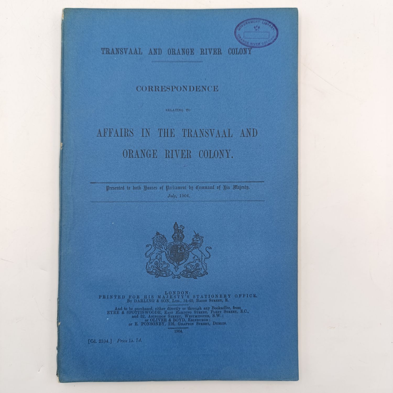 Transvaal and Orange River colony correspondence relating to affairs in the Transvaal and ORC