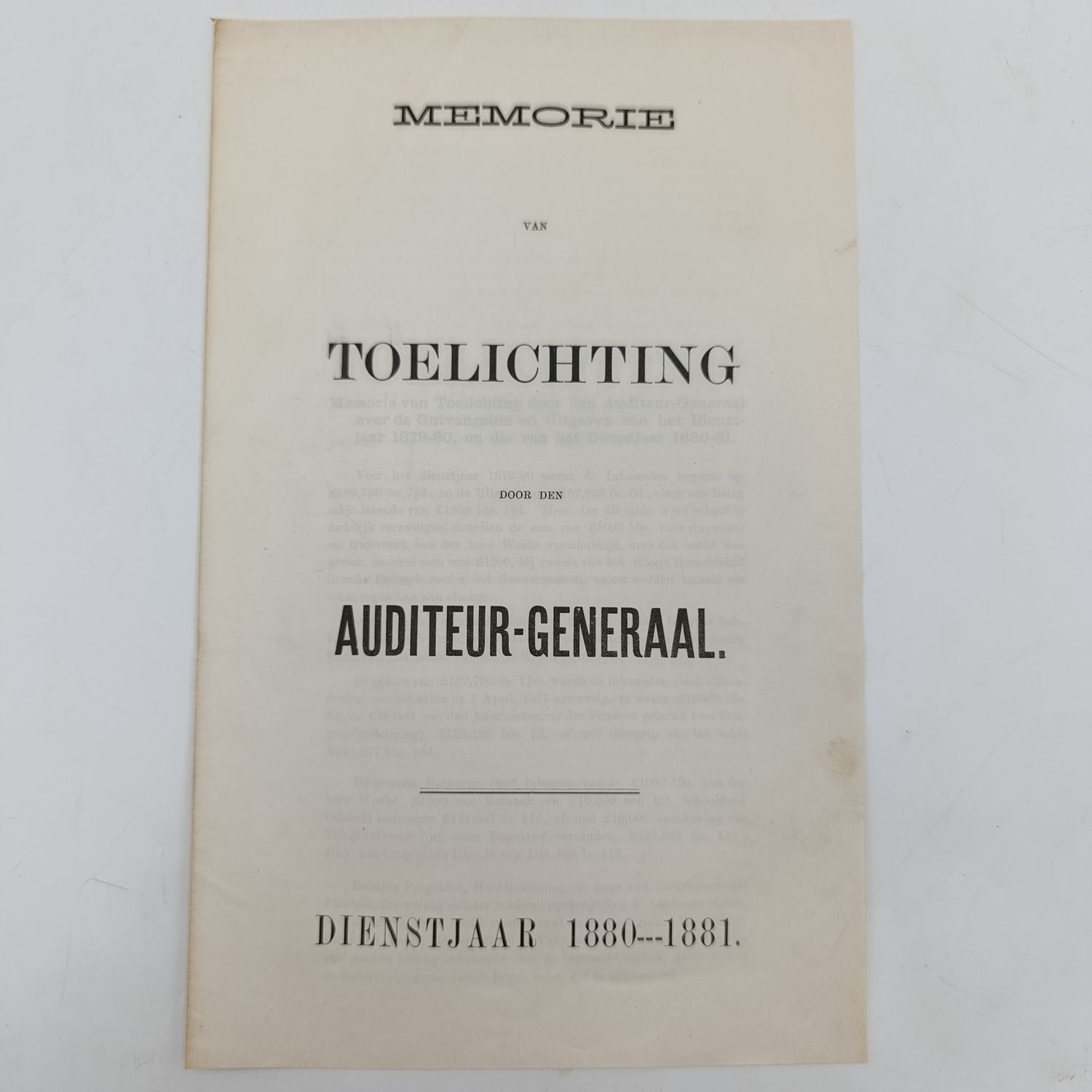 Orange Free State 1881 Memorie van Toelichting door den auditeur-generaal - Various issues in OFS