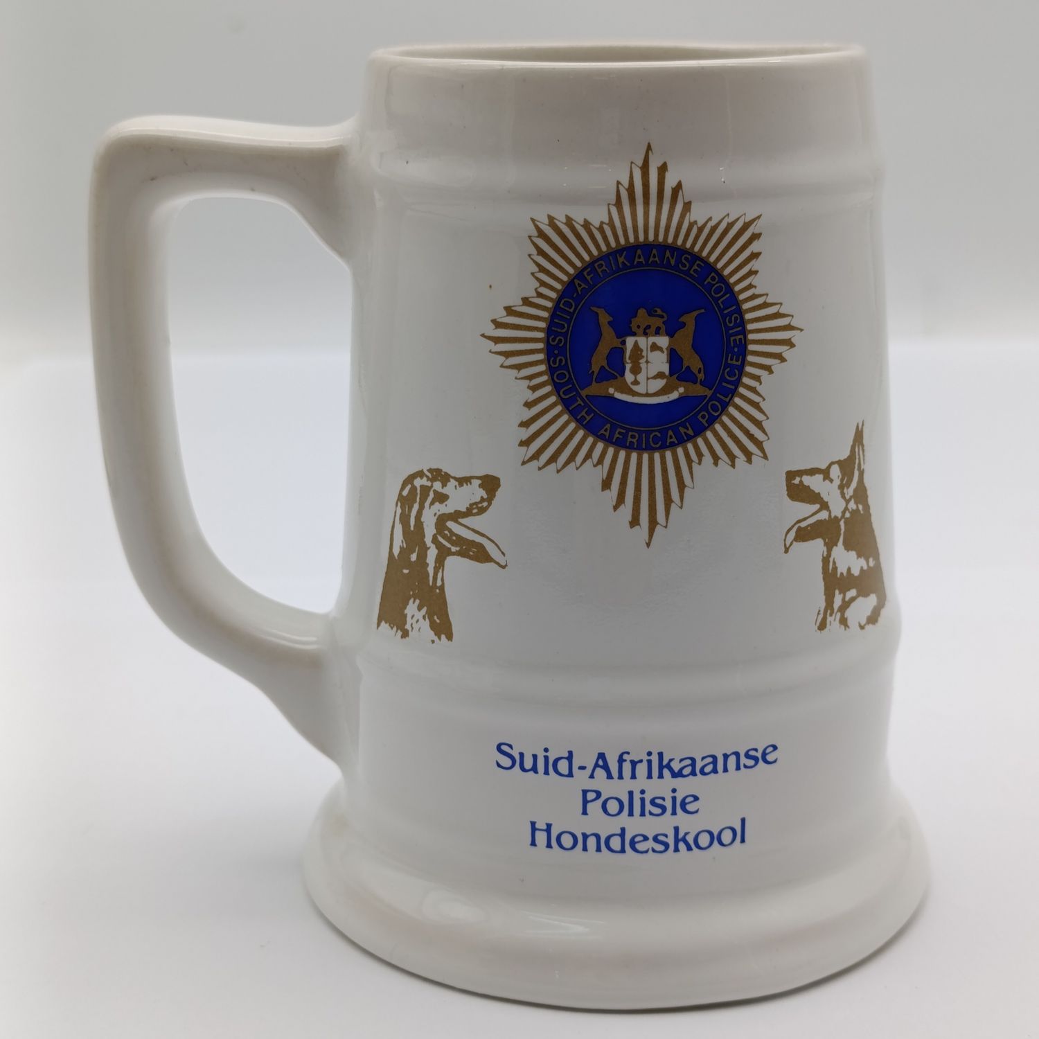 Vintage South African police dog school tankard