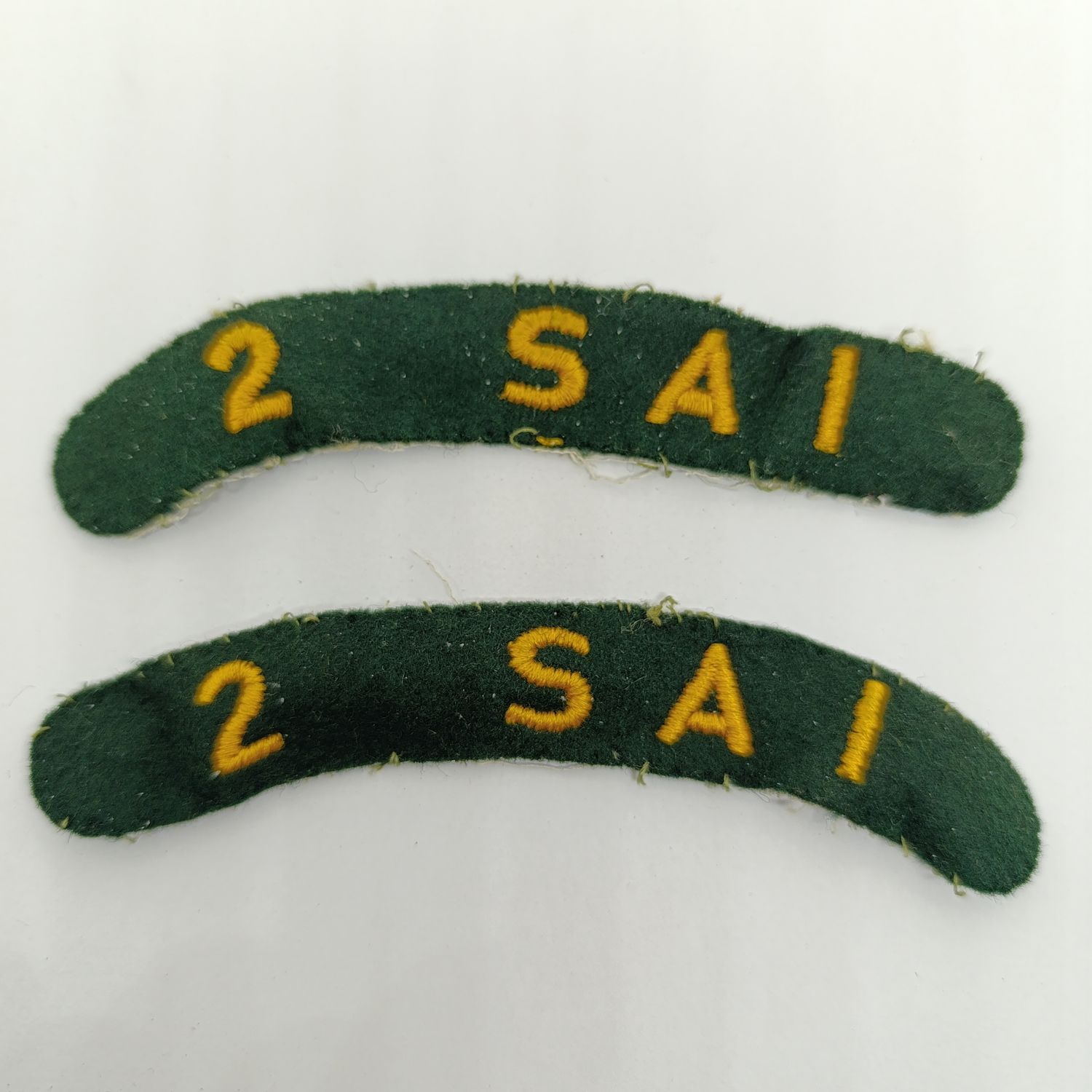 Pair of SADF 2 SA Infantry cloth shoulder titles