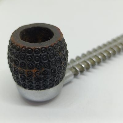 Vintage metal smoking pipe with wooden bowl