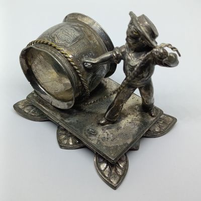 Antique Victorian Napkin ring holder of boy pulling rope