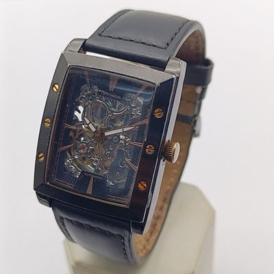 Pierre Lannier Automatic rectangular mens skeleton watch - some fine scratches - working