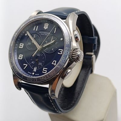 Victorinox Swiss Army Navy Blue Quartz Chronograph mens watch - working