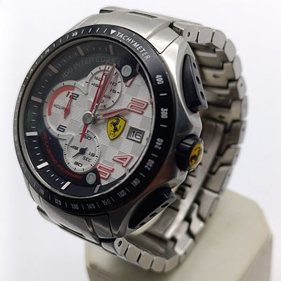 Ferrari Race day 166 Inter Corsa mens quartz chronograph watch - working - fine chips on glass side