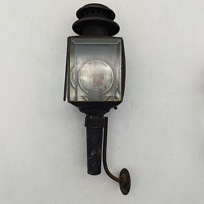 Pair of Antique carriage candle lanterns with brackets