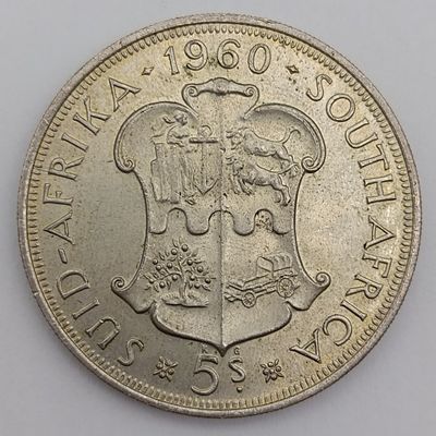 South Africa 1960 Crown with 2 die cracks obverse: R of AFRIKA Reverse : 2nd A of MAAK