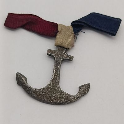 Vintage Pewter anchor pendant with ribbon