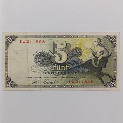 1948 Five Deutsche Mark VF- Federal republic