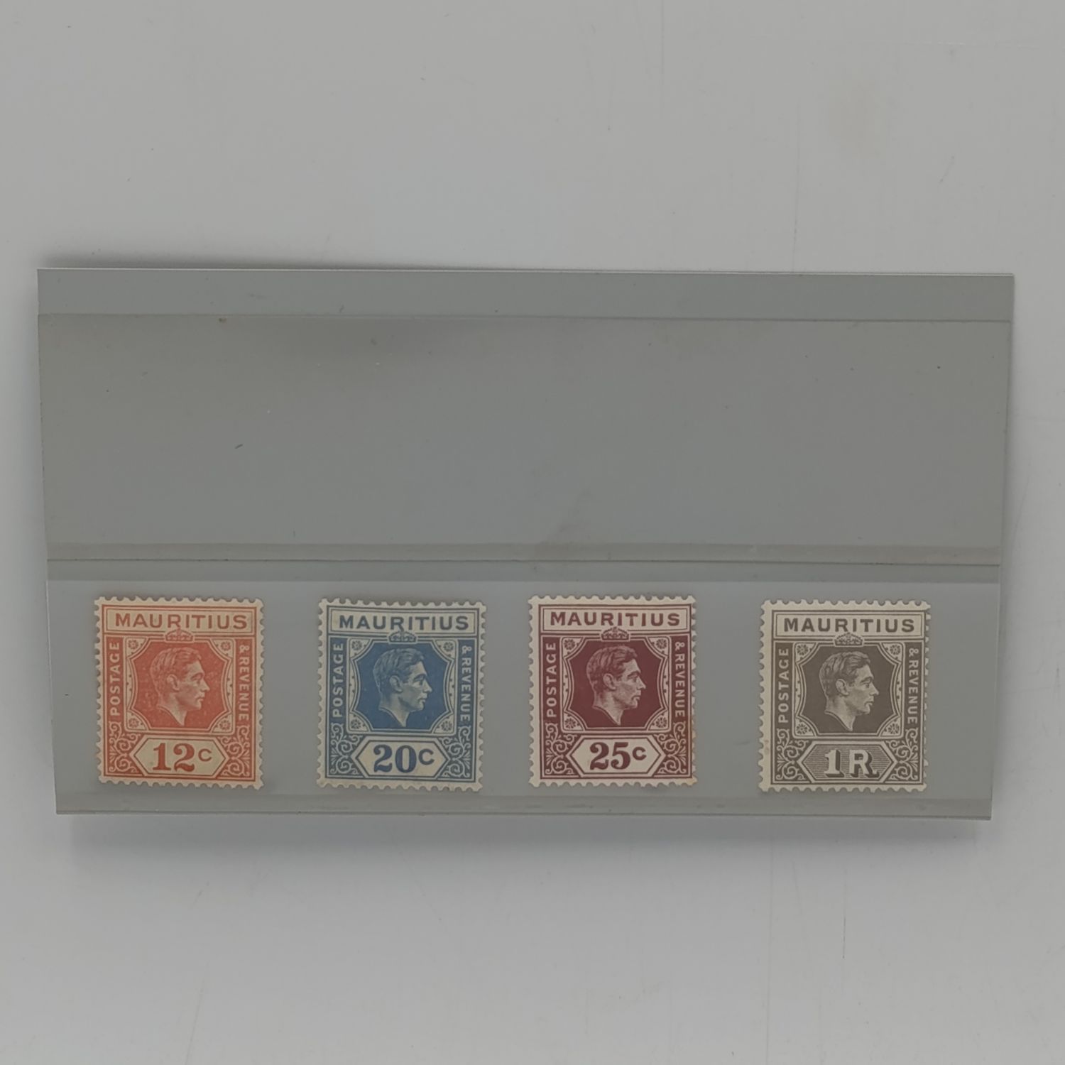 Mauritius George 6 mint stamps 12c, 20c, 25c, 1 Rupee