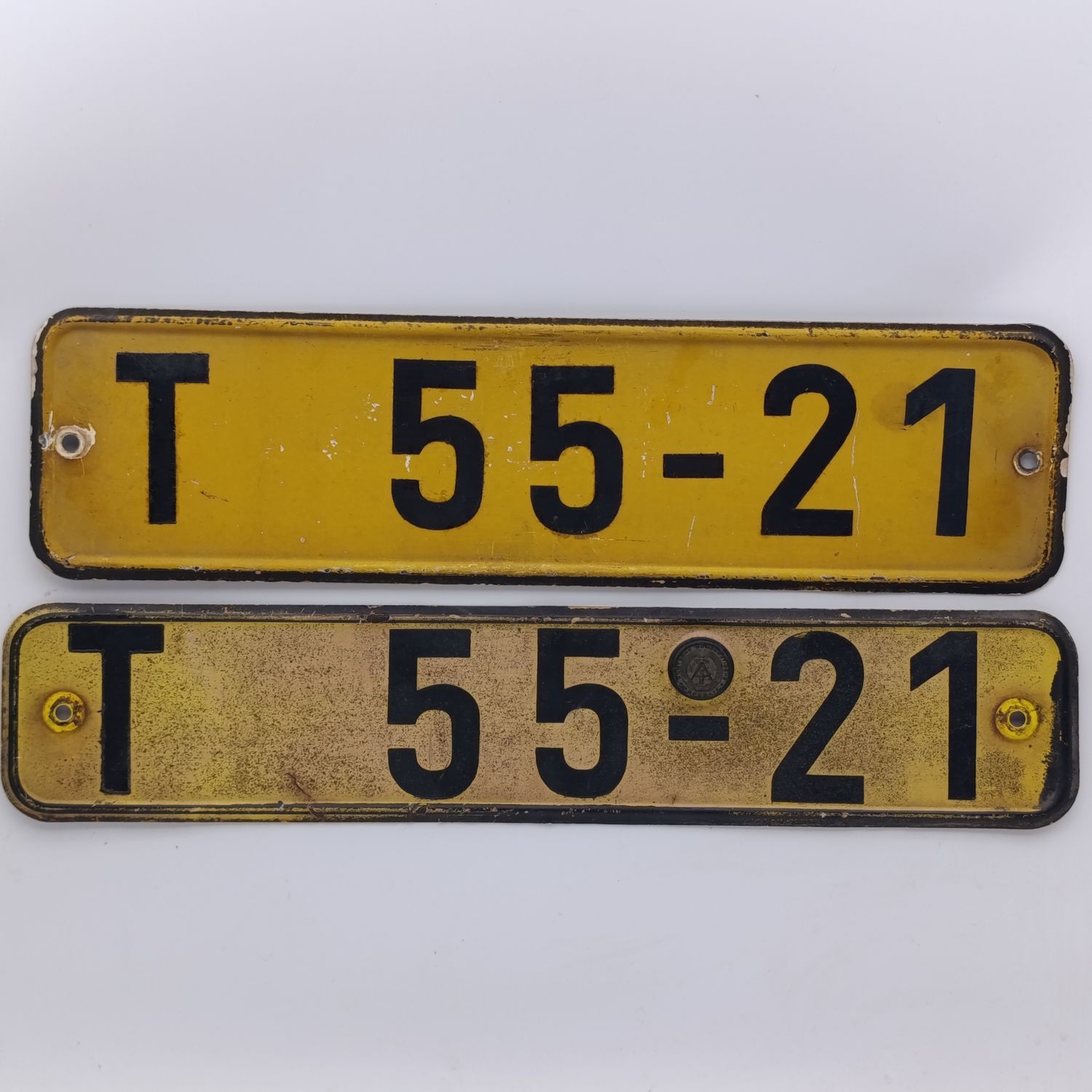Lot of 2 Vintage German DDR Vehicle numberplate T 55-21