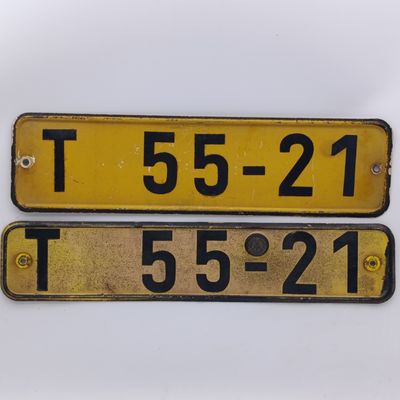 Lot of 2 Vintage German DDR Vehicle numberplate T 55-21