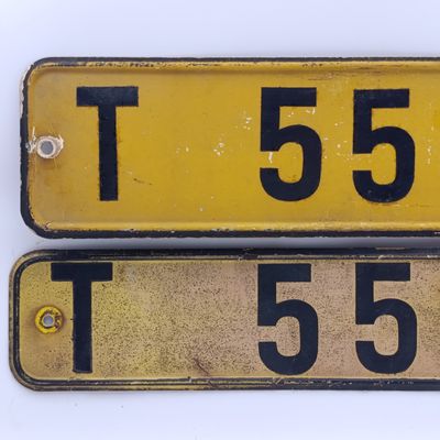 Lot of 2 Vintage German DDR Vehicle numberplate T 55-21