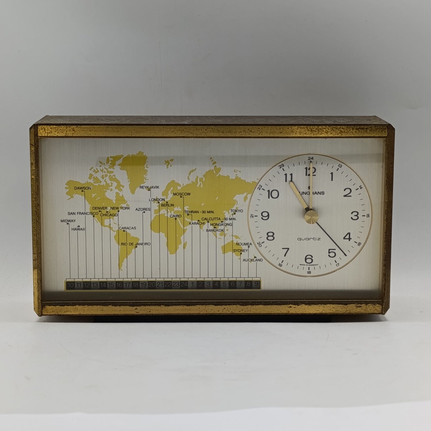 Mid Century Junghans Quartz World Time mantel clock - working