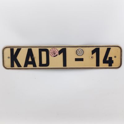 Vintage East German Democratic Republic vehicle numberplate KAD 1-14