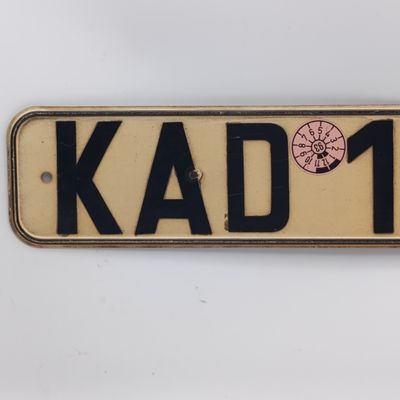 Vintage East German Democratic Republic vehicle numberplate KAD 1-14