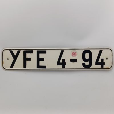 ​​Vintage East German Democratic Repiblic vehicle numberplate - YFE 4-94