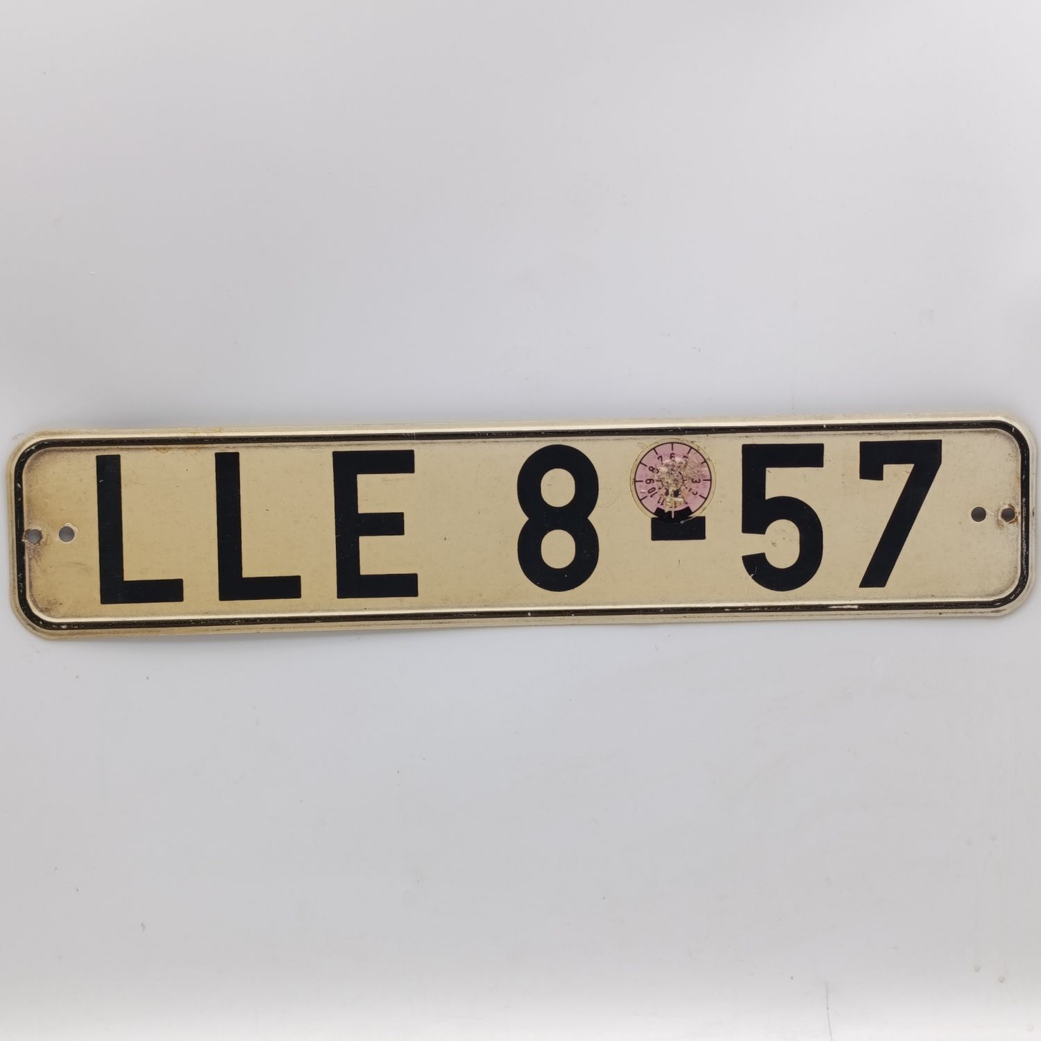 Vintage East German vehicle numberplate - LLE 8-57