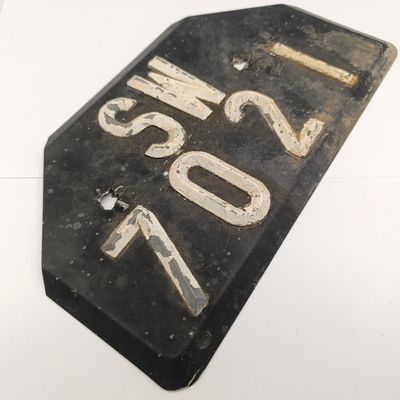 Vintage South West Africa territorial vehicle numberplate - SW 7021