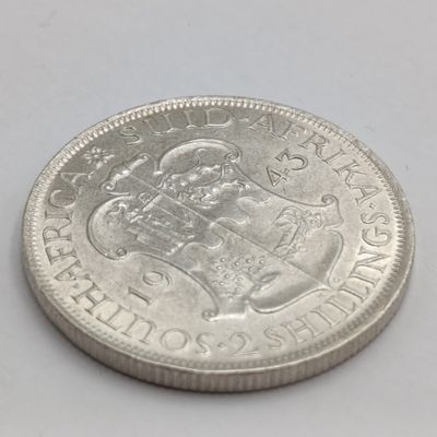 SA Union 1943 Silver 2 shilling AU++