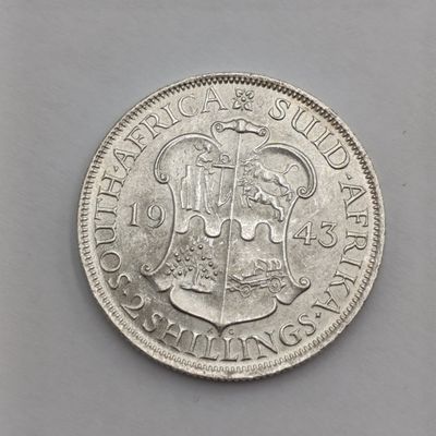 SA Union 1943 Silver 2 shilling AU++
